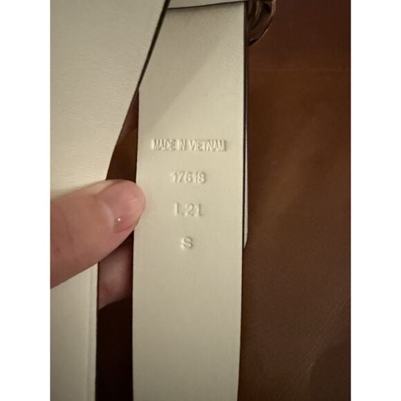 Ralph Lauren Leather Slide-Buckle Belt Spring Gold Hanrdware White Small - Picture 3 of 3
